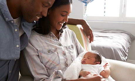 Parents with newborn baby